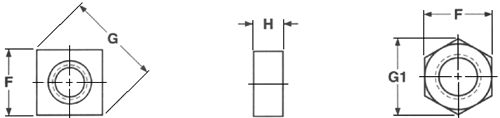 Square and Hex Machine Screw Nuts